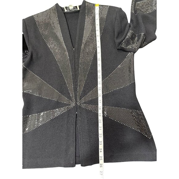 St. John Evening Marie Gray Jacket Santana Knit Black Sequin Zip Size 8 - READ - Picture 8 of 9